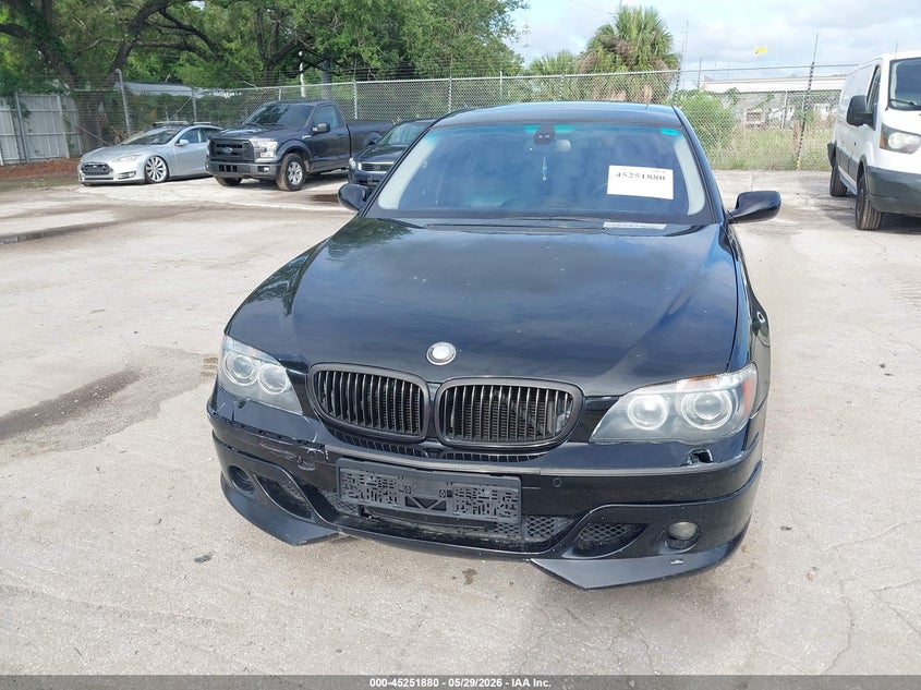 2007 BMW 7 series VIN WBAHN83577DT76186 IAAI salvage auction — FRONT END, Clear (Florida), sold $300 on 2026-07-15 (photo 6)