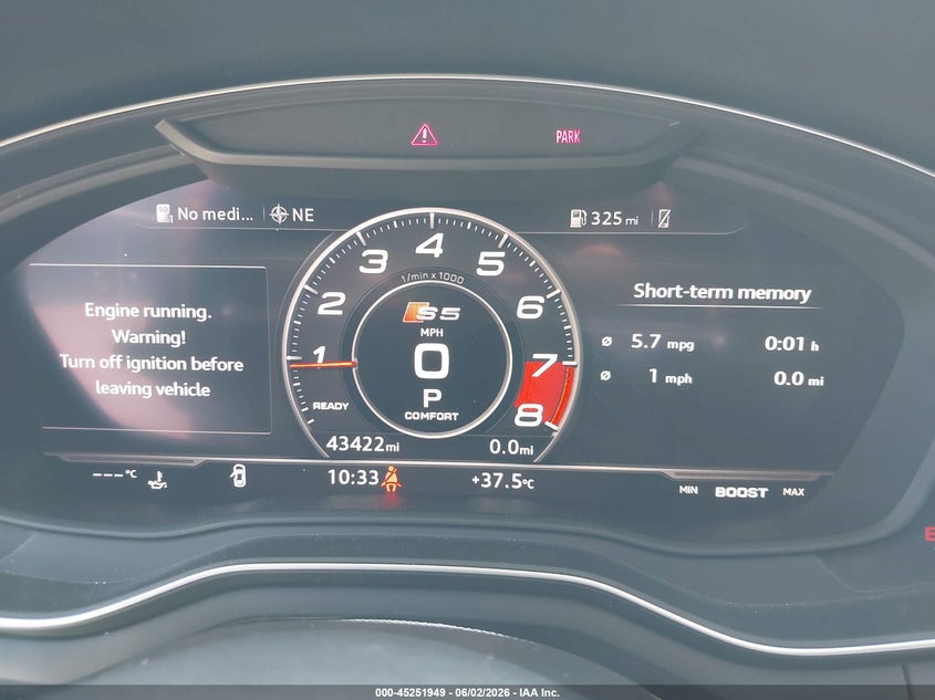 2018 Audi S5 VIN WAUP4AF57JA002929 IAAI salvage auction — RIGHT REAR, Original (Texas), sold $15,100 on 2026-07-15 (photo 7)