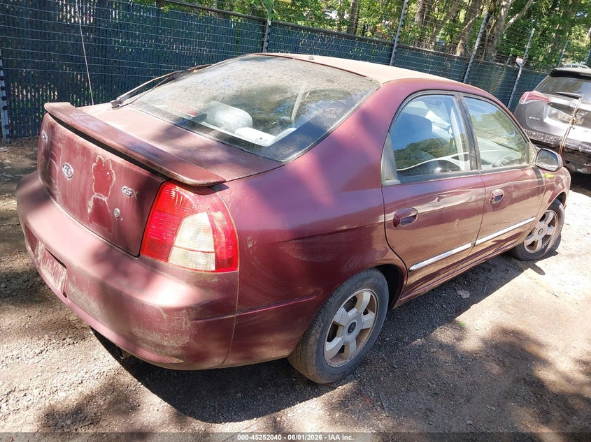 2002 Kia Spectra VIN KNAFB161725087408 IAAI salvage auction — NORMAL WEAR, Clear (Virginia), sold $225 on 2026-07-09 (photo 4)