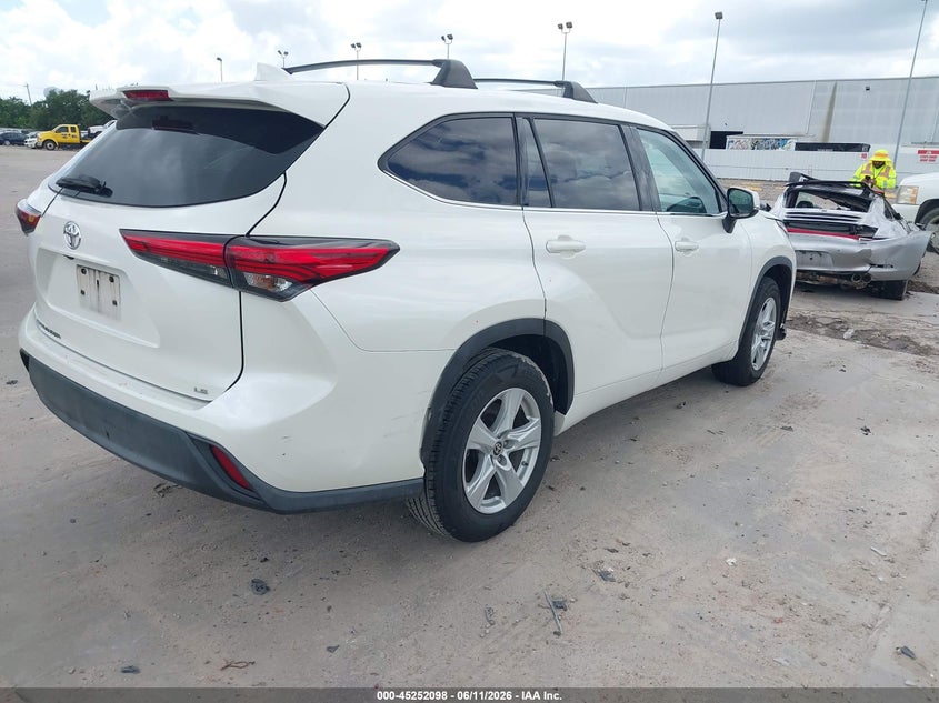 2020 Toyota Highlander VIN 5TDZZRAH9LS503677 IAAI salvage auction — FRONT END, Salvage (California), sold $9,800 on 2026-07-09 (photo 4)