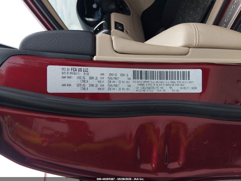 2019 Jeep Grand cherokee VIN 1C4RJFAG6KC551179 IAAI salvage auction — NORMAL WEAR, Sf97 (Maryland), sold $10,300 on 2026-07-31 (photo 9)