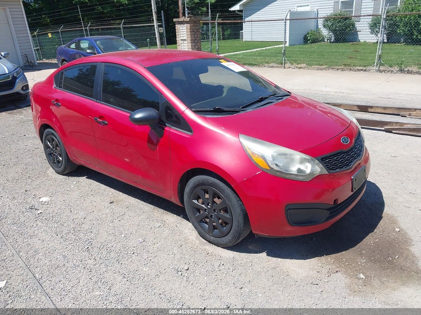 2013 Kia Rio VIN KNADM4A35D6106790 IAAI salvage auction — LEFT SIDE, Salvage Title, sold $325 on 2026-07-06 (photo 1)