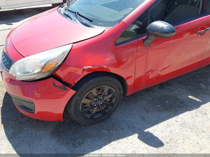 2013 Kia Rio VIN KNADM4A35D6106790 IAAI salvage auction — LEFT SIDE, Salvage Title, sold $325 on 2026-07-06 (photo 6)