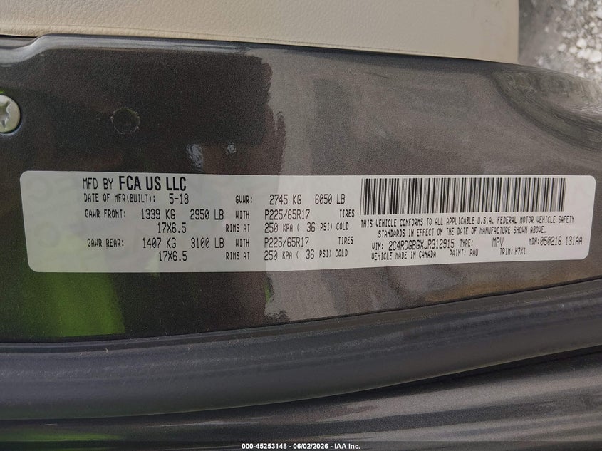 2018 Dodge Grand caravan VIN 2C4RDGBGXJR312915 IAAI salvage auction — LEFT FRONT, Sf97 (Missouri), sold $12,400 on 2026-07-09 (photo 9)
