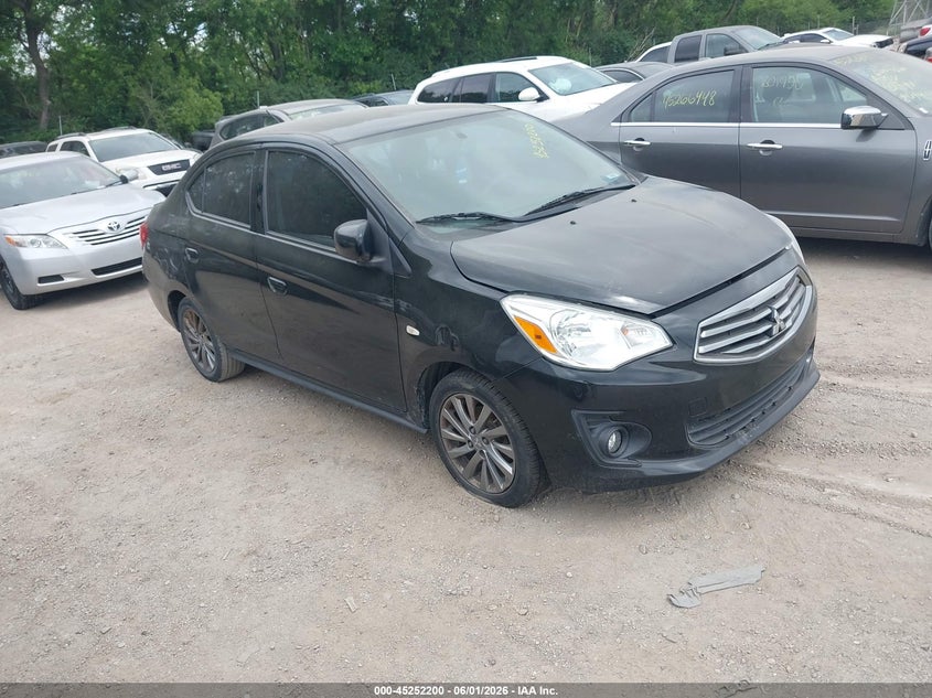 2019 Mitsubishi Mirage VIN ML32F3FJXKHF08382 IAAI salvage auction — FRONT & REAR, Clear (Indiana), sold $1,600 on 2026-07-08 (photo 1)