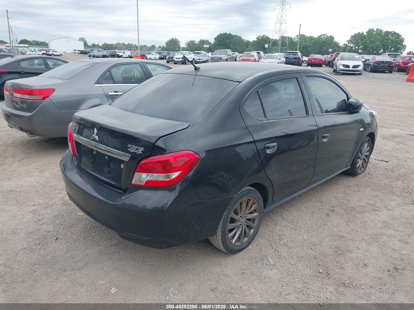 2019 Mitsubishi Mirage VIN ML32F3FJXKHF08382 IAAI salvage auction — FRONT & REAR, Clear (Indiana), sold $1,600 on 2026-07-08 (photo 4)