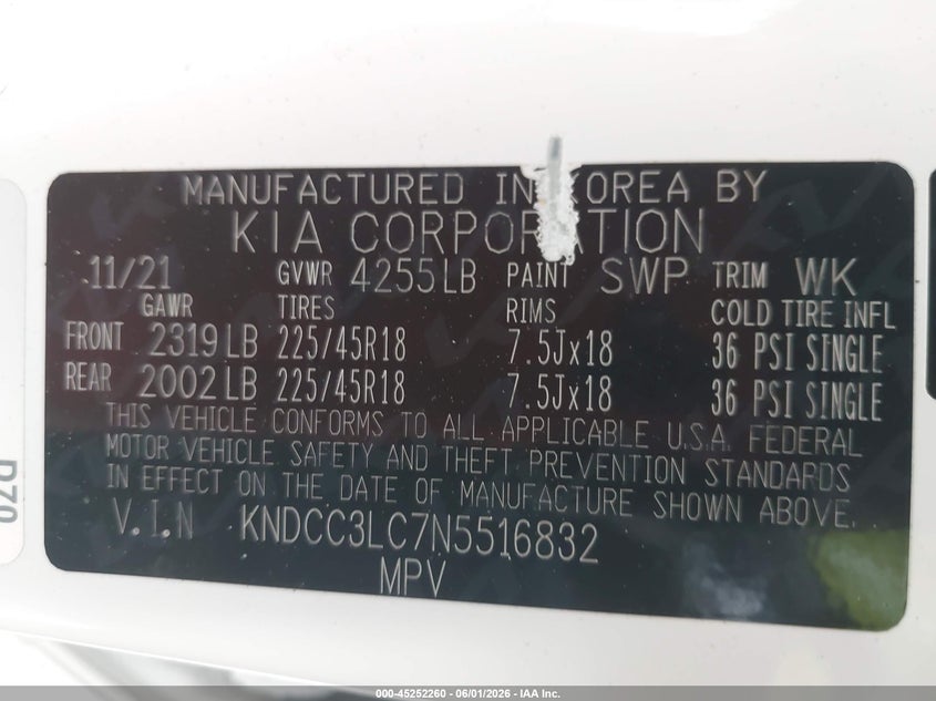 2022 Kia Niro VIN KNDCC3LC7N5516832 IAAI salvage auction — FRONT END, Salvage Title, sold $3,450 on 2026-08-01 (photo 9)