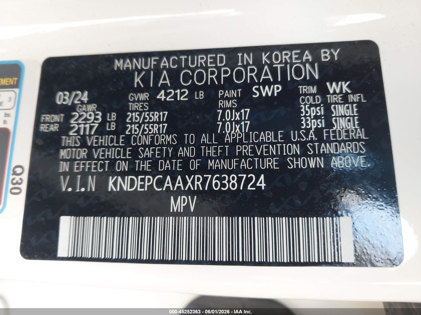 2024 Kia Seltos VIN KNDEPCAAXR7638724 IAAI salvage auction — RIGHT REAR, Salvage Title, sold $8,000 on 2026-07-14 (photo 9)