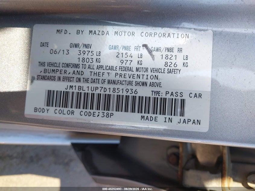 2013 Mazda 3 VIN JM1BL1UP7D1851936 IAAI salvage auction — REAR END, Salvage (Connecticut), sold $525 on 2026-07-16 (photo 9)