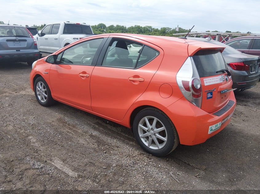 2012 Toyota Prius c VIN JTDKDTB31C1022660 IAAI salvage auction — RIGHT REAR, Salvage Title, sold $1,250 on 2026-07-29 (photo 3)