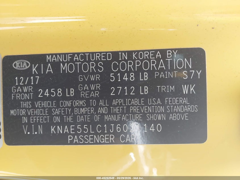 2018 Kia Stinger VIN KNAE55LC1J6021140 IAAI salvage auction — REAR END, Salvage Title, sold $6,200 on 2026-07-29 (photo 9)