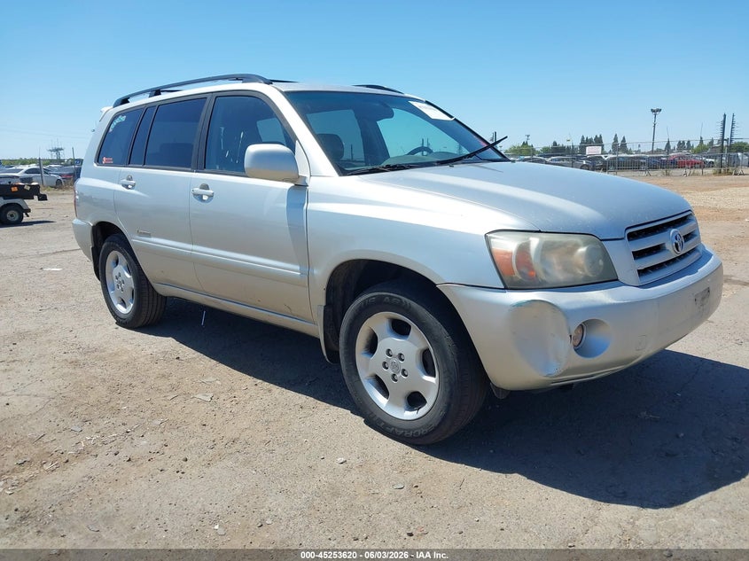 2006 Toyota Highlander VIN JTEEP21A260164374 IAAI salvage auction — NORMAL WEAR, Clear - Dealer Only (California), sold $825 on 2026-07-15 (photo 1)