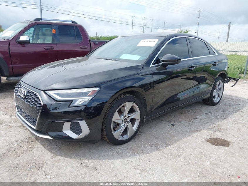 2023 Audi A3 VIN WAUAUDGY4PA035833 IAAI salvage auction — REAR END, Salvage Title, sold $6,600 on 2026-07-31 (photo 2)