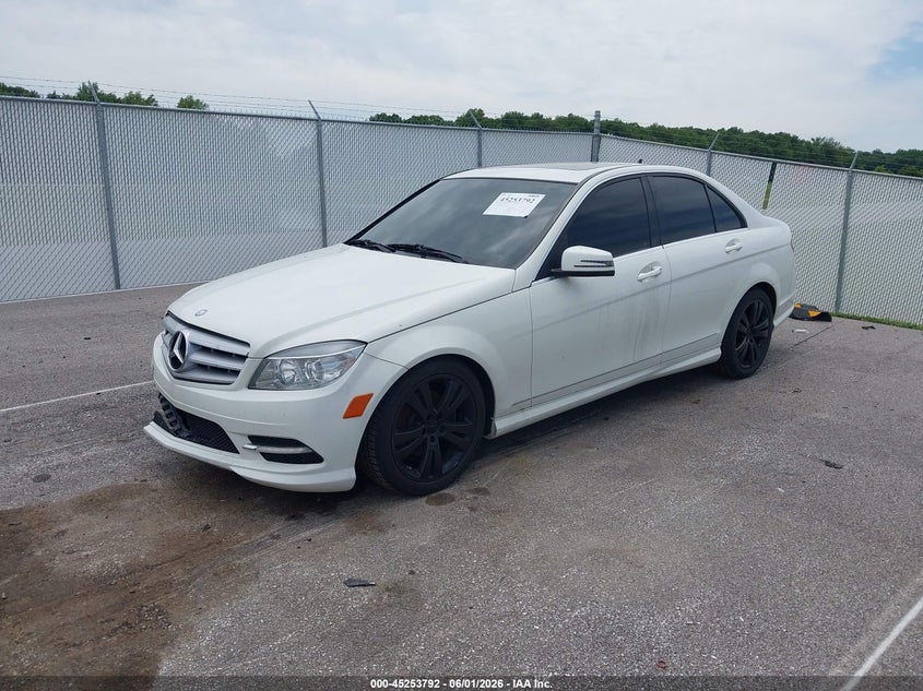 2011 Mercedes-benz C class VIN WDDGF8BB8BR134771 IAAI salvage auction — WATER/FLOOD, Salvage (Indiana), sold $750 on 2026-08-20 (photo 2)