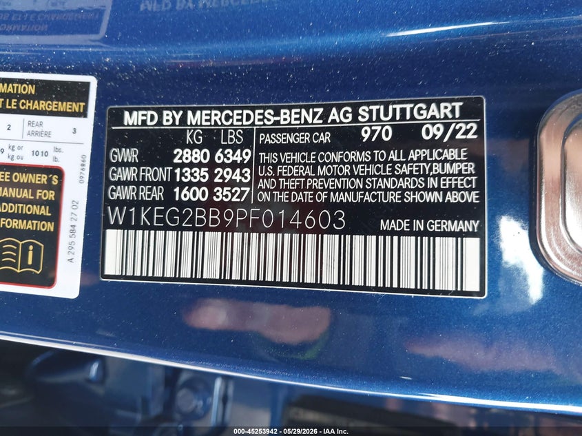 2023 Mercedes-benz Eqe VIN W1KEG2BB9PF014603 IAAI salvage auction — RIGHT REAR, Salvage (California), sold $20,450 on 2026-07-30 (photo 9)