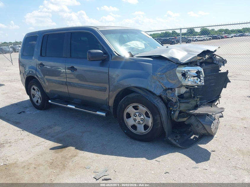 2013 Honda Pilot VIN 5FNYF3H22DB036434 IAAI salvage auction — FRONT END, Salvage Title, sold $25 on 2026-08-19 (photo 1)