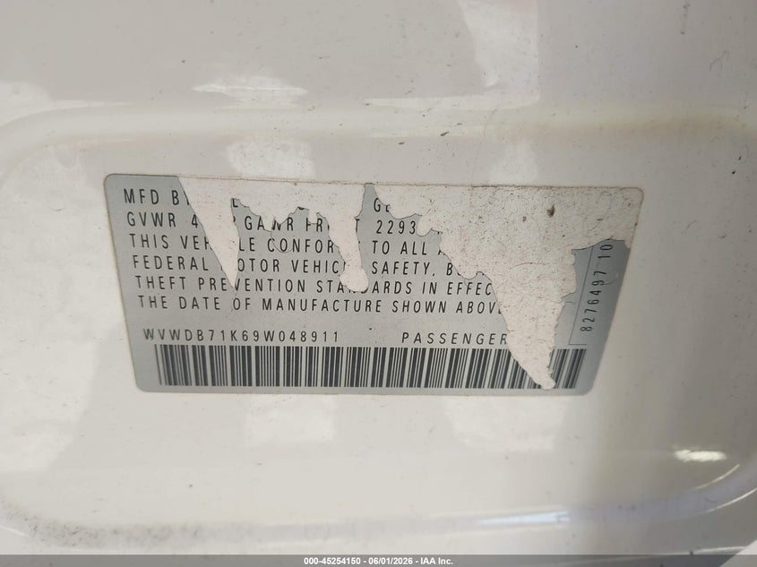 2009 Volkswagen Rabbit VIN WVWDB71K69W048911 IAAI salvage auction — LEFT REAR, Salvage (Oregon), sold $250 on 2026-07-30 (photo 9)