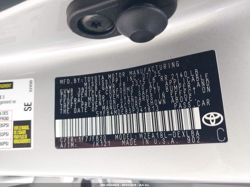 2025 Toyota Corolla VIN 5YFB4MDE8SP341813 IAAI salvage auction — REAR END, Salvage Title, sold $6,600 on 2026-07-18 (photo 9)
