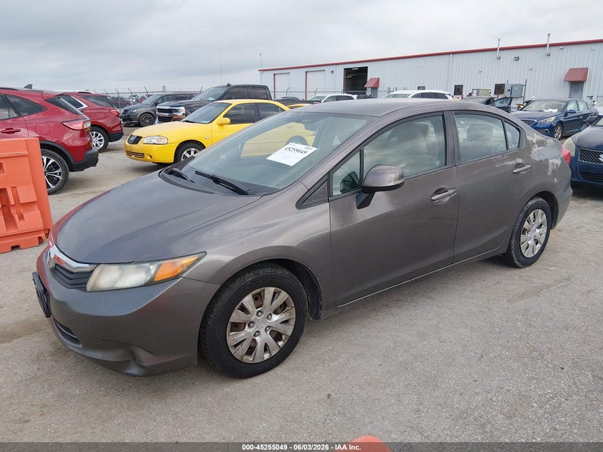 2012 Honda Civic VIN 19XFB2F54CE337298 IAAI salvage auction — HAIL, Salvage Title, sold $1,800 on 2026-07-10 (photo 2)
