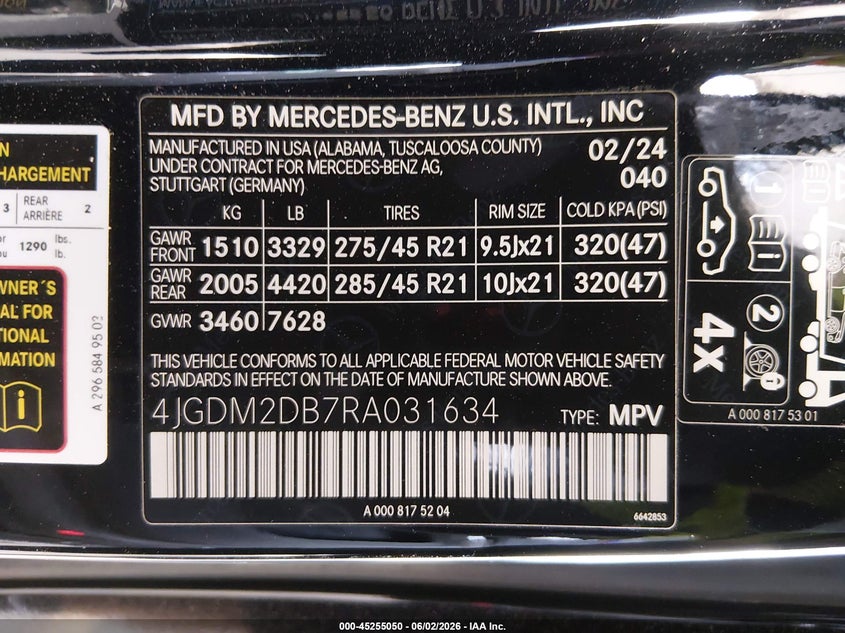 2024 Mercedes-benz Eqs VIN 4JGDM2DB7RA031634 IAAI salvage auction — FRONT END, Salvage Title, sold $19,200 on 2026-07-15 (photo 9)