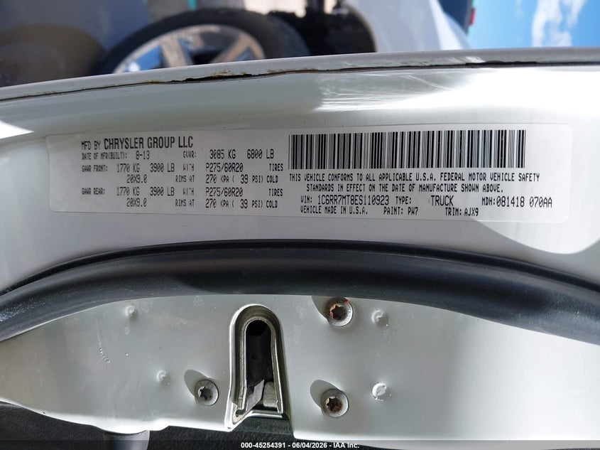 2014 Ram 1500 VIN 1C6RR7MT8ES110923 IAAI salvage auction — FRONT END, Salvage Title, sold $25 on 2026-07-10 (photo 9)