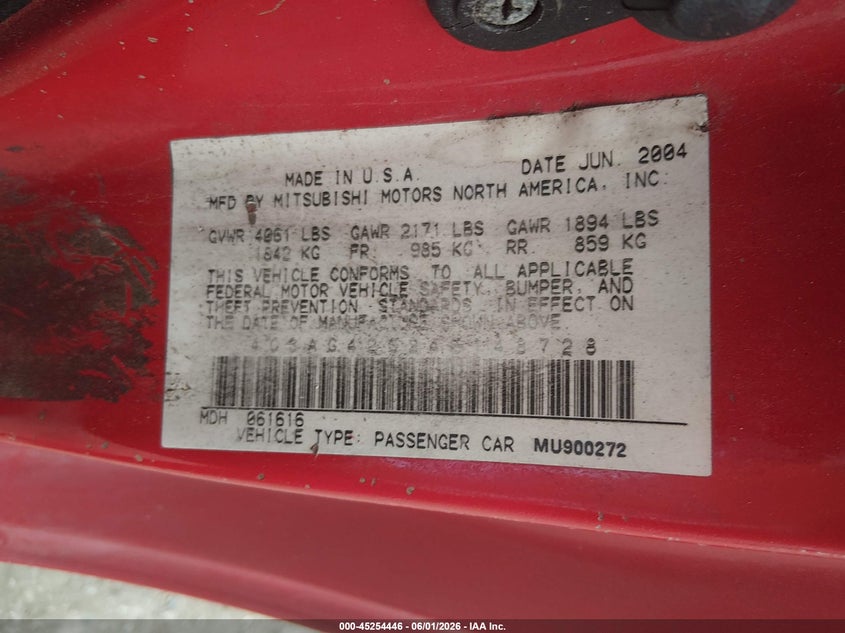 2004 Chrysler Sebring VIN 4C3AG42G24E148728 IAAI salvage auction — REAR END, Salvage (Texas), sold $250 on 2026-07-08 (photo 9)