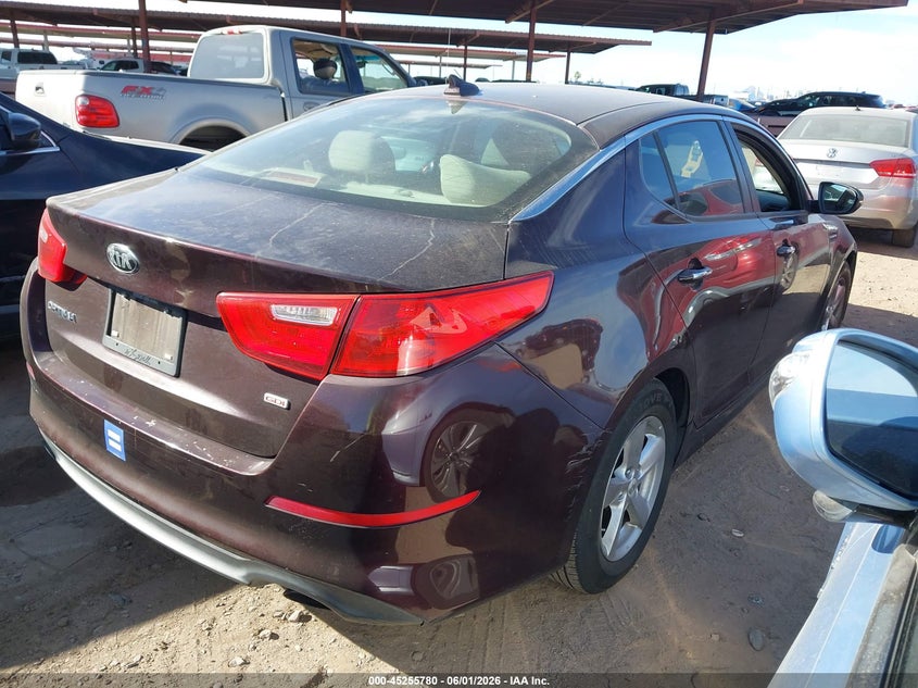 2014 Kia Optima VIN 5XXGM4A76EG342855 IAAI salvage auction — NORMAL WEAR, Clear (Arizona), sold $575 on 2026-07-21 (photo 4)