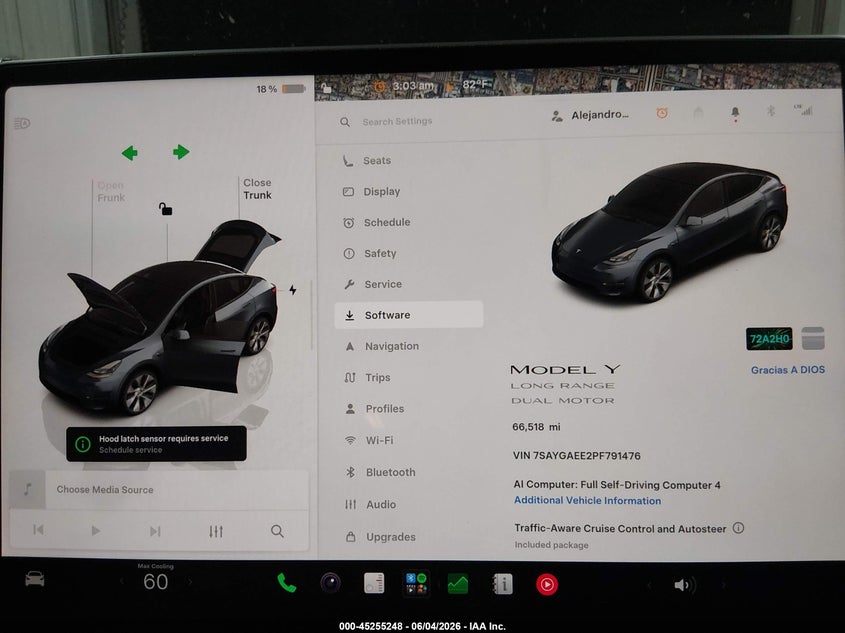 2023 Tesla Model y VIN 7SAYGAEE2PF791476 IAAI salvage auction — FRONT END, Salvage Title, sold $9,000 on 2026-07-16 (photo 7)