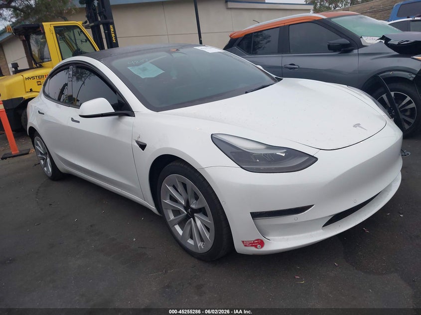 2022 Tesla Model 3 VIN 5YJ3E1EBXNF145361 IAAI salvage auction — REAR END, Salvage Title, sold $5,700 on 2026-07-12 (photo 1)