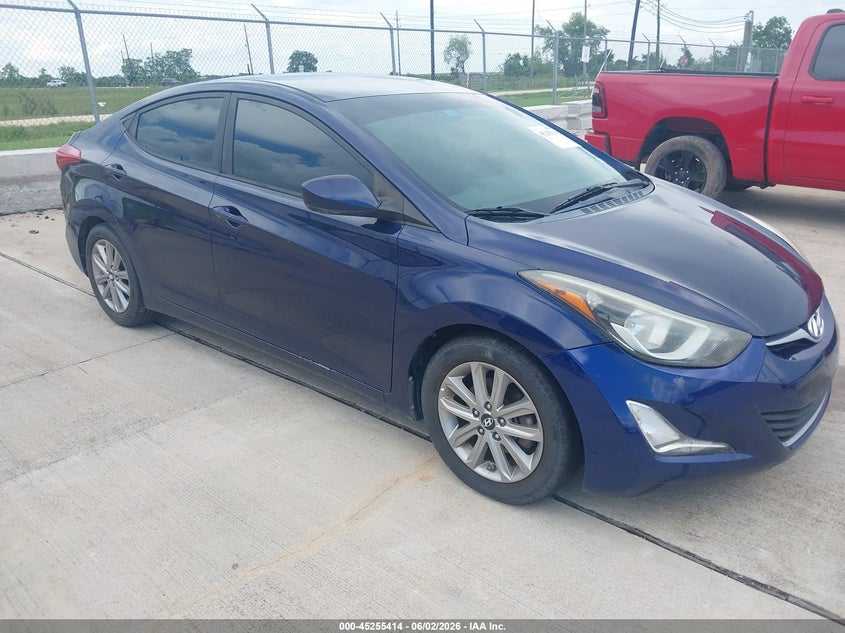 2014 Hyundai Elantra VIN 5NPDH4AE8EH486546 IAAI salvage auction — WATER/FLOOD, Salvage (Texas), sold $125 on 2026-07-31 (photo 1)