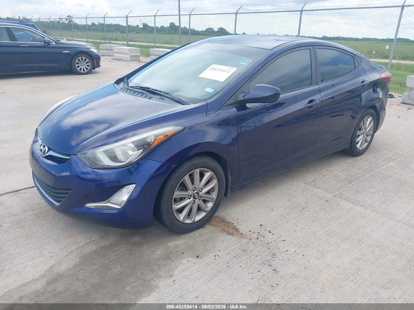 2014 Hyundai Elantra VIN 5NPDH4AE8EH486546 IAAI salvage auction — WATER/FLOOD, Salvage (Texas), sold $125 on 2026-07-31 (photo 2)