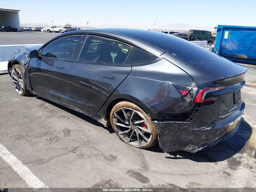 2025 Tesla Model 3 VIN 5YJ3E1ET0SF973262 IAAI salvage auction — FRONT & REAR, Salvage Title, sold $14,000 on 2026-07-31 (photo 3)