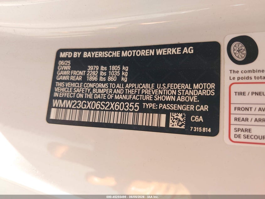 2025 Mini Convertible VIN WMW23GX06S2X60355 IAAI salvage auction — FRONT END, Salvage Title, sold $13,550 on 2026-08-04 (photo 9)