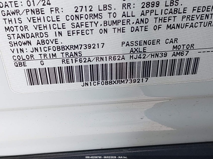 2024 Nissan Ariya VIN JN1CF0BBXRM739217 IAAI salvage auction — FRONT END, Salvage Title, sold $7,100 on 2026-07-31 (photo 9)
