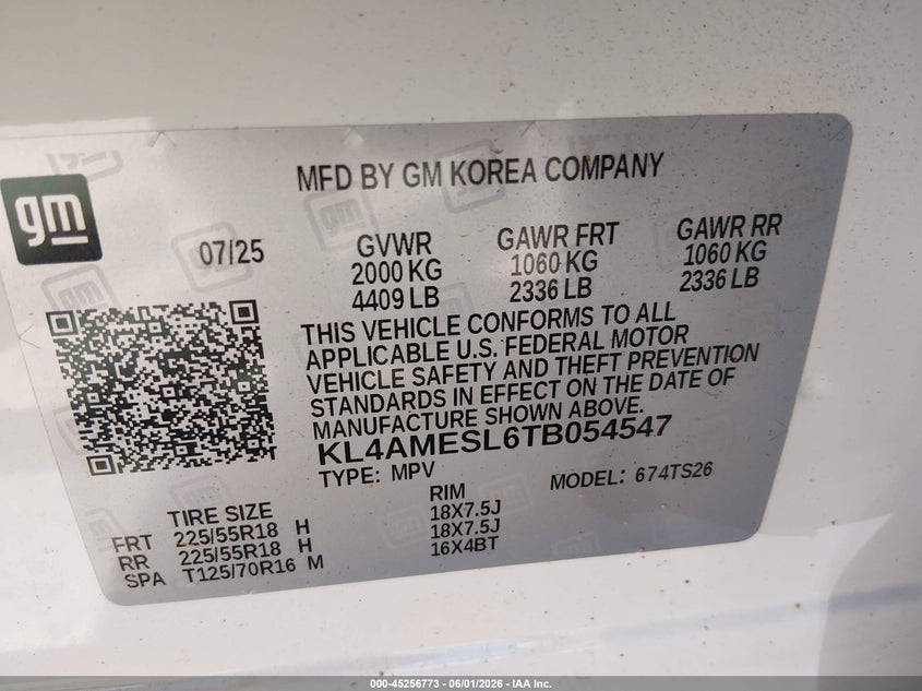 2026 Buick Encore gx VIN KL4AMESL6TB054547 IAAI salvage auction — FRONT END, Salvage (Kentucky), sold $6,700 on 2026-07-17 (photo 9)
