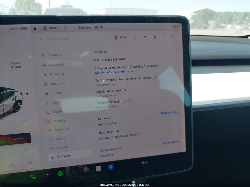 2020 Tesla Model 3 VIN 5YJ3E1EB8LF666169 IAAI salvage auction — LEFT SIDE, Salvage Title, sold $6,950 on 2026-07-16 (photo 7)