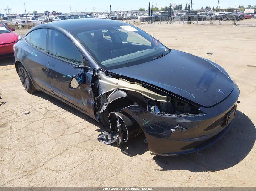 2024 Tesla Model 3 VIN 5YJ3E1EB0RF753928 IAAI salvage auction — RIGHT FRONT, Salvage Title, sold $17,750 on 2026-07-08 (photo 1)