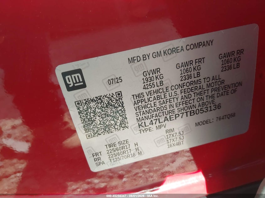 2026 Buick Envista VIN KL47LAEP7TB053136 IAAI salvage auction — ROLLOVER, Salvage Title, sold $2,650 on 2026-07-07 (photo 9)