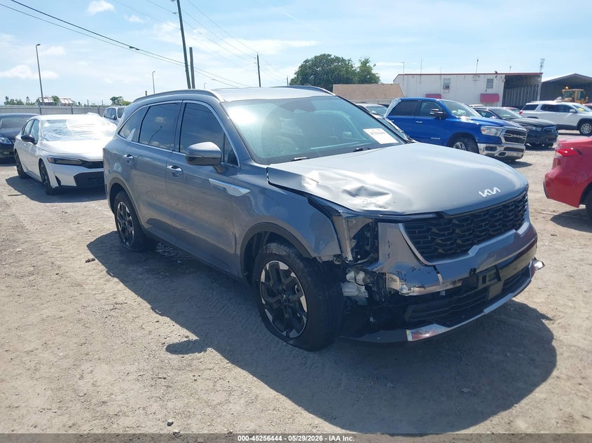 2025 Kia Sorento VIN 5XYRL4JCXSG343121 IAAI salvage auction — FRONT END, Salvage Title, sold $10,500 on 2026-07-07 (photo 1)