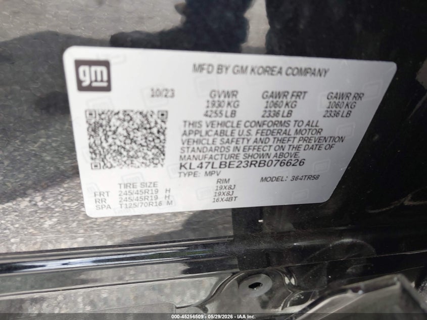 2024 Buick Envista VIN KL47LBE23RB076626 IAAI salvage auction — LEFT REAR, Salvage Title, sold $8,500 on 2026-07-12 (photo 9)