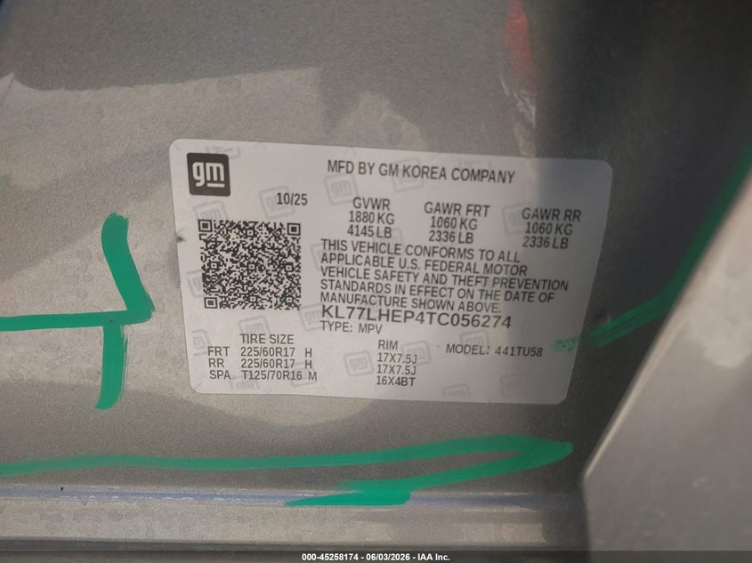 2026 Chevrolet Trax VIN KL77LHEP4TC056274 IAAI salvage auction — LEFT SIDE, Salvage (Indiana), sold $6,750 on 2026-07-28 (photo 9)