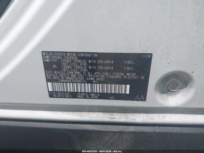2024 Subaru Solterra VIN JTMABABA7RA088126 IAAI salvage auction — FRONT END, Salvage Title, sold $4,950 on 2026-07-23 (photo 9)