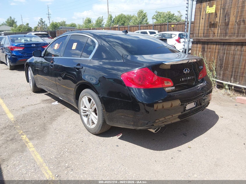 2013 Infiniti G VIN JN1CV6AR3DM756048 IAAI salvage auction — LEFT SIDE, Salvage Title, sold $275 on 2026-07-14 (photo 3)