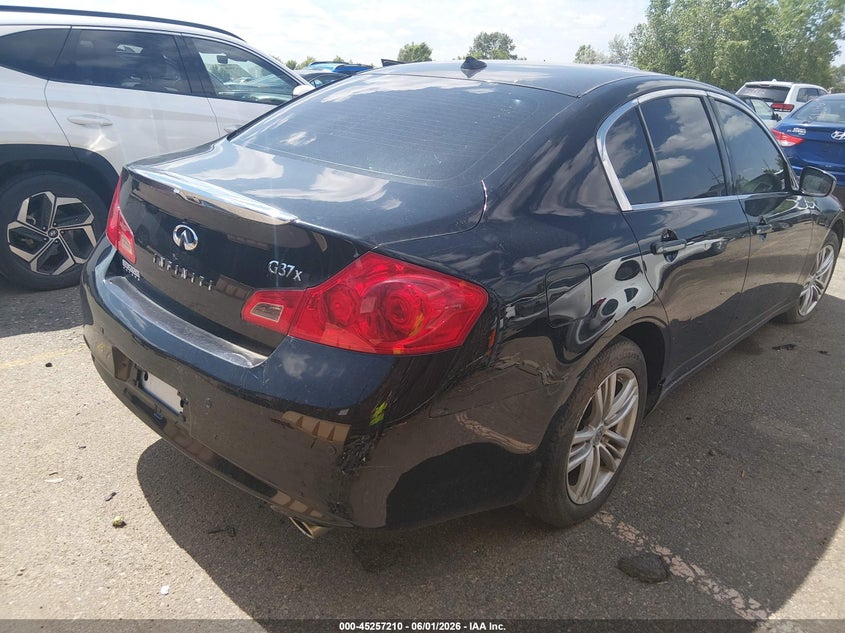 2013 Infiniti G VIN JN1CV6AR3DM756048 IAAI salvage auction — LEFT SIDE, Salvage Title, sold $275 on 2026-07-14 (photo 4)