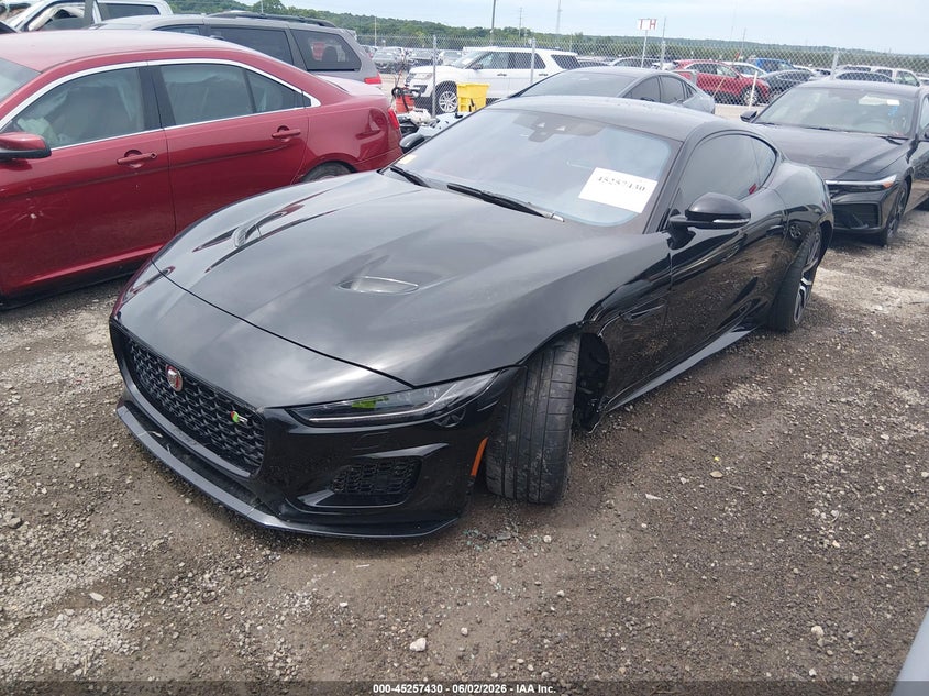 2023 Jaguar F-type VIN SAJD51FE3PCK81796 IAAI salvage auction — SIDE, Clear (Oklahoma), sold $36,800 on 2026-09-08 (photo 2)