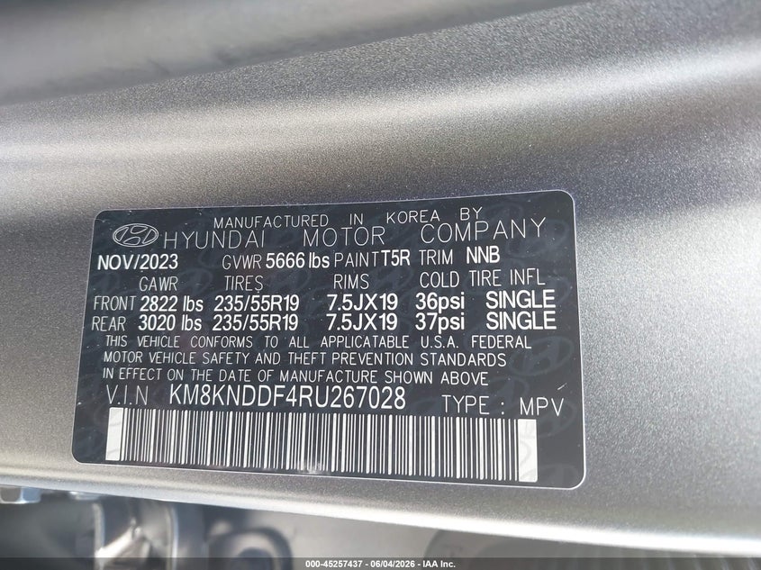 2024 Hyundai Ioniq 5 VIN KM8KNDDF4RU267028 IAAI salvage auction — FRONT END, Salvage Title, sold $9,950 on 2026-07-16 (photo 9)