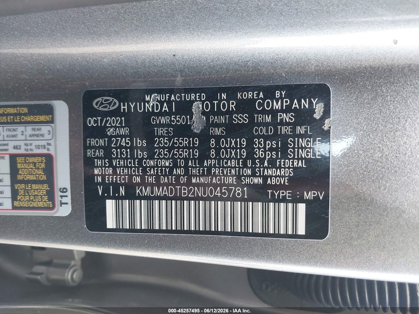2022 Genesis Gv70 VIN KMUMADTB2NU045781 IAAI salvage auction — REAR END, Salvage (Massachusetts), sold $12,300 on 2026-07-08 (photo 9)