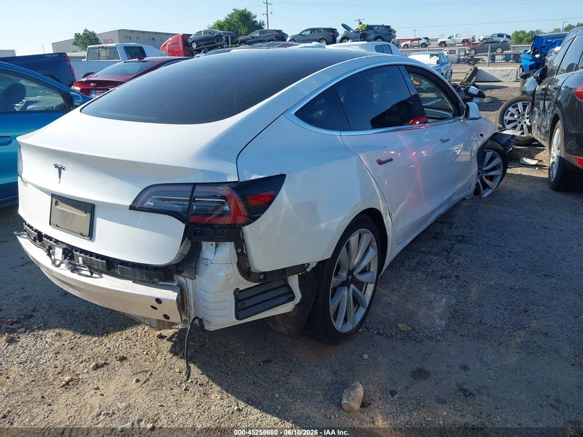 2020 Tesla Model 3 VIN 5YJ3E1EA5LF785708 IAAI salvage auction — FRONT & REAR, Salvage (Oklahoma), sold $2,950 on 2026-09-08 (photo 4)