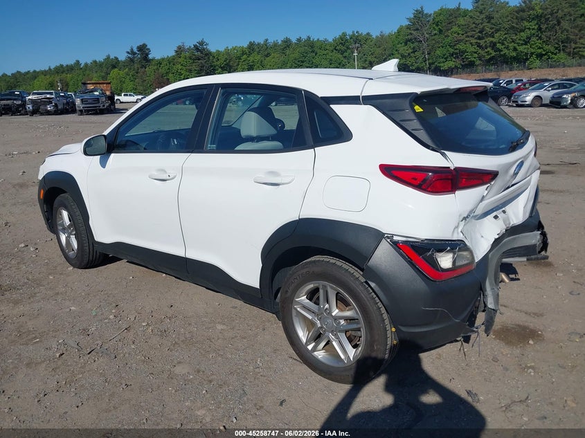 2022 Hyundai Kona VIN KM8K2CAB2NU807846 IAAI salvage auction — REAR END, Salvage (Massachusetts), sold $2,625 on 2026-07-31 (photo 3)