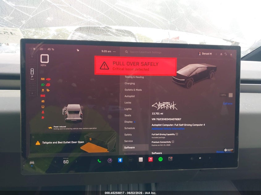 2025 Tesla Cybertruck VIN 7G2CEHED4SA076067 IAAI salvage auction — ALL OVER, Salvage Title, sold $3,550 on 2026-07-21 (photo 7)